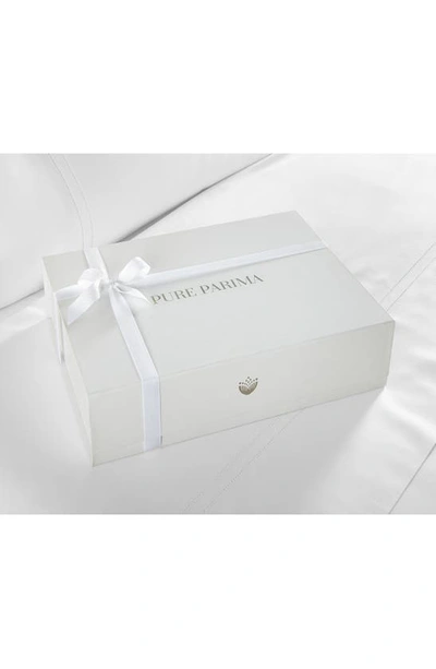 Shop Pure Parima 500 Thread Count 100% Certified Egyptian Cotton Sateen Embroidered Ariane Sheet Set In White