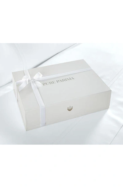 Pure Parima 700 Thread Count 100% Certified Egyptian Cotton Sateen Bratta Embroidery Triple Luxe Sat In Arctic
