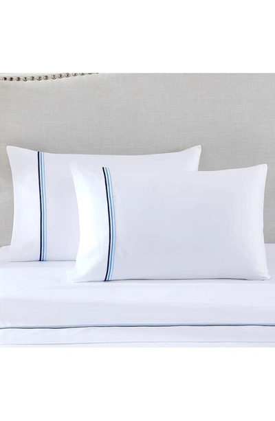 Pure Parima 700 Thread Count 100% Certified Egyptian Cotton Sateen Bratta Embroidery Triple Luxe Sat In Ocean