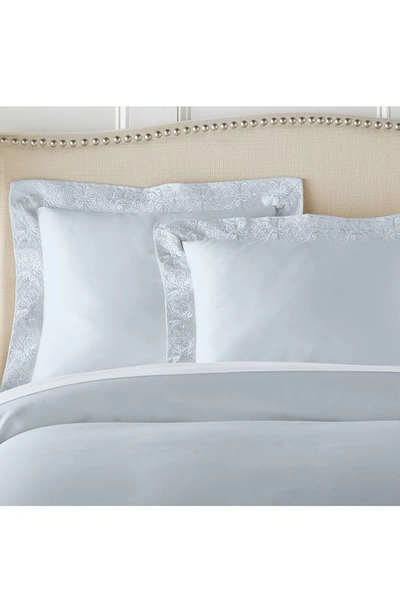 Pure Parima 500 Thread Count 100% Certified Egyptian Cotton Sateen Embroidered 3-piece Ariane Duvet In Icy Blue