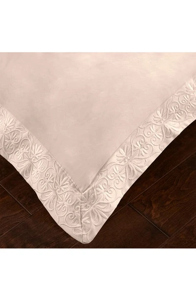Shop Pure Parima Ariane Embroidered 100% Cotton Duvet Cover Set In Soft Peach