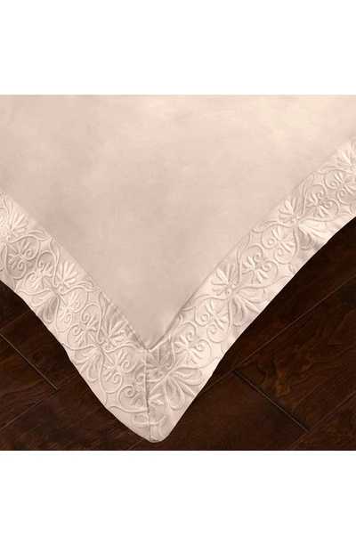 Pure Parima 500 Thread Count 100% Certified Egyptian Cotton Sateen Embroidered 3-piece Ariane Duvet In Soft Peach