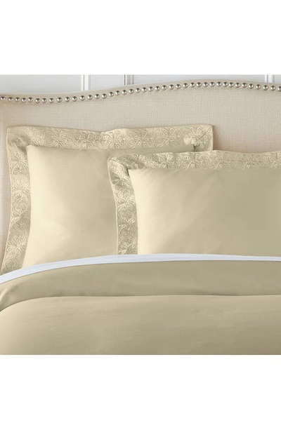 Shop Pure Parima Ariane Embroidered 100% Cotton Duvet Cover Set In Tan