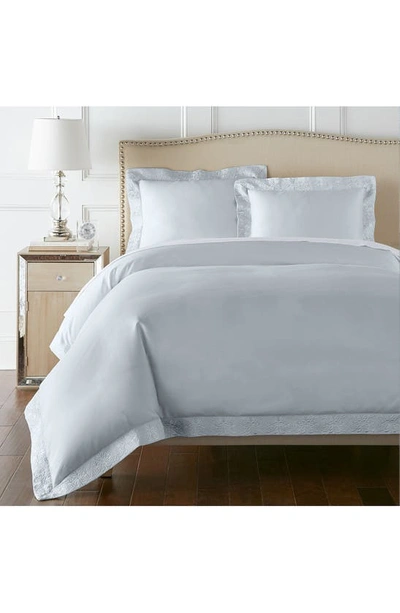 Shop Pure Parima 500 Thread Count 100% Certified Egyptian Cotton Sateen Embroidered 3-piece Ariane Duvet  In Icy Blue