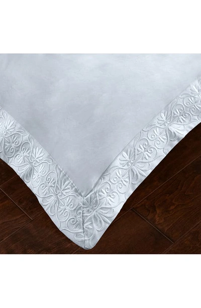 Pure Parima 500 Thread Count 100% Certified Egyptian Cotton Sateen Embroidered 3-piece Ariane Duvet In Icy Blue