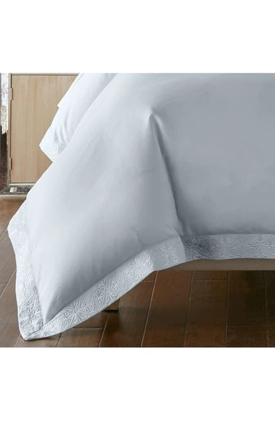 Pure Parima 500 Thread Count 100% Certified Egyptian Cotton Sateen Embroidered 3-piece Ariane Duvet In Icy Blue