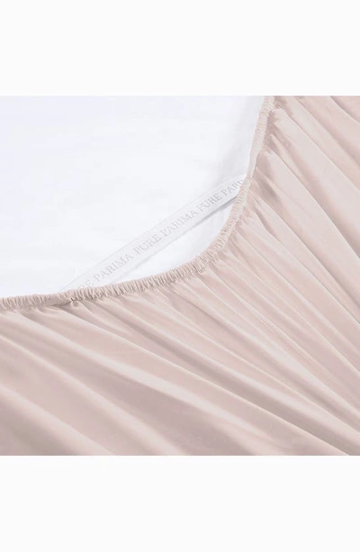 Shop Pure Parima 500 Thread Count 100% Certified Egyptian Cotton Sateen Sateen Fitted Sheet In Soft Peach
