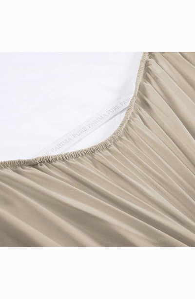 Shop Pure Parima Sateen Fitted Sheet In Tan