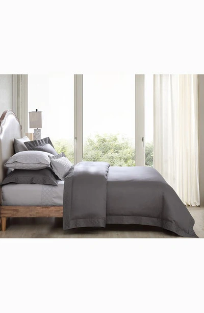 Shop Pure Parima 500 Thread Count 100% Certified Egyptian Cotton Sateen Embroidered Hira Duvet Cover Set In Charcoal