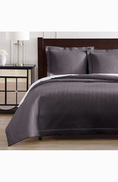 Shop Pure Parima 500 Thread Count 100% Certified Egyptian Cotton Sateen Diamond Quilted 3-piece Coverlet  In Charcoal