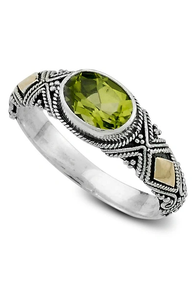 Shop Samuel B. 18k Gold & Sterling Silver Peridot Oval Ring In Green