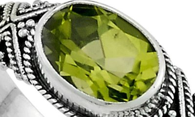 Shop Samuel B. 18k Gold & Sterling Silver Peridot Oval Ring In Green