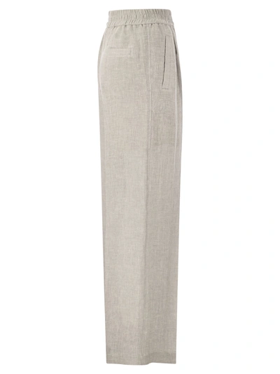 Shop Brunello Cucinelli Wide Trousers In Linen Blend