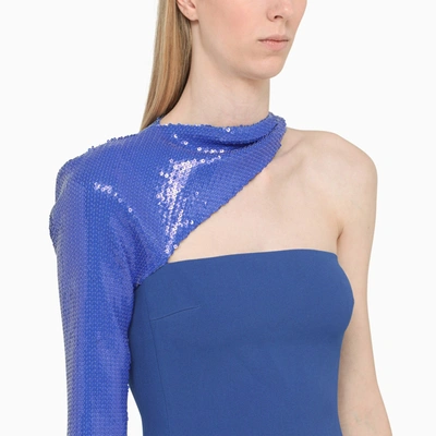 Shop David Koma Blue One Shoulder Dress