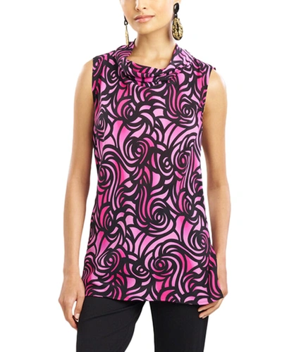 Shop Natori Silk-blend Scroll Top In Pink