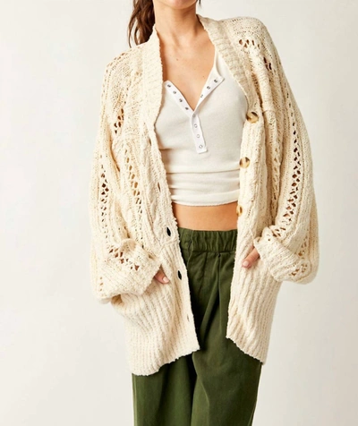 Shop Free People Cable Cardi In Ivory In Multi