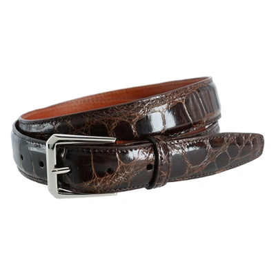 Shop Trafalgar Classic 30mm Genuine Glazed Alligator Belt In Brown