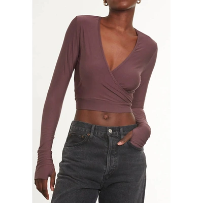 Commando Butter Wrap Top With Thumb Holes In Mink In Grey