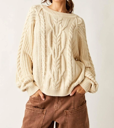 Shop Free People Frankie Cable Sweater In Ivory In Multi