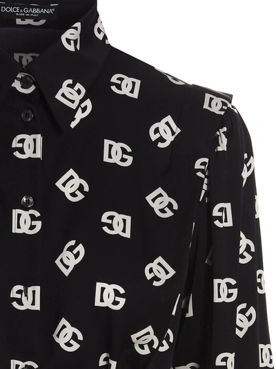 Shop Dolce & Gabbana All-over Logo Shirt In White/black