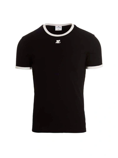 Shop Courrèges Bumpy Contrast T-shirt White/black