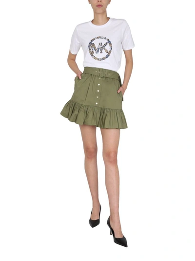 Shop Michael Michael Kors Michael Kors Cotton Skirt In Military Green