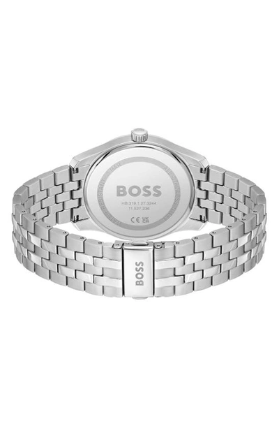 Hugo Boss Men Principle Quartz Basic Calendar Silver-tone Stainless Steel Watch 41mm In Silver