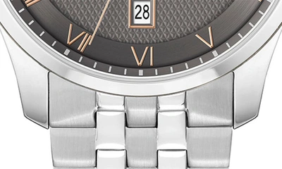 Hugo Boss Men Principle Quartz Basic Calendar Silver-tone Stainless Steel Watch 41mm In Silver
