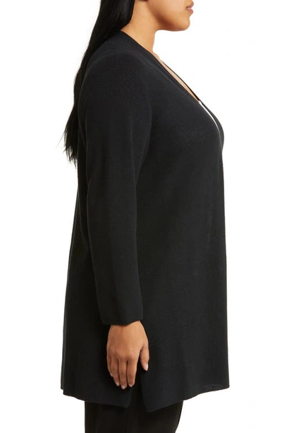 Shop Eileen Fisher Organic Cotton Longline Cardigan In Black