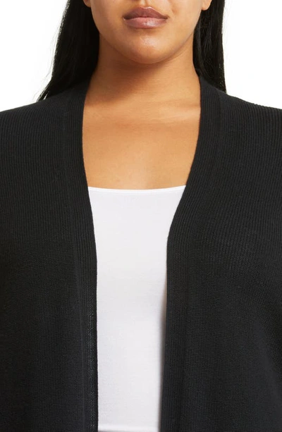 Shop Eileen Fisher Organic Cotton Longline Cardigan In Black