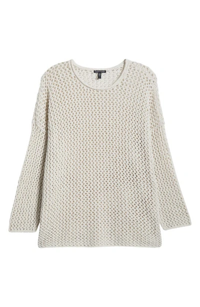Shop Eileen Fisher Open Stitch Organic Cotton Sweater In Bone