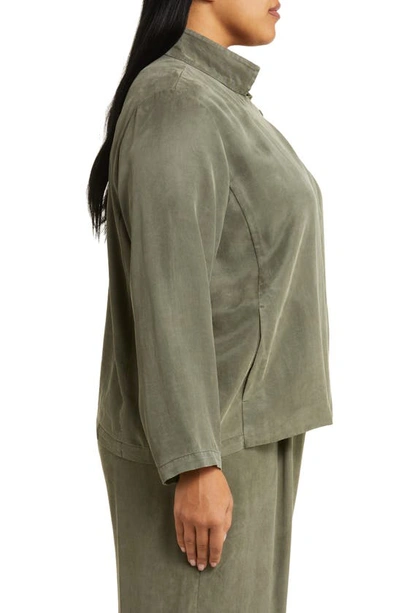 Shop Eileen Fisher Stand Collar Jacket In Grove