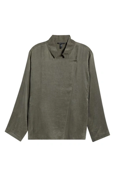 Shop Eileen Fisher Stand Collar Jacket In Grove