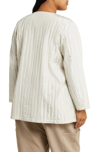 Shop Eileen Fisher Quilted Longline Organic Cotton Jacket In Bone