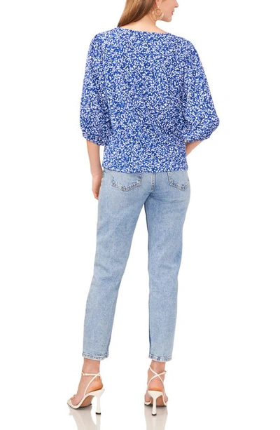 Shop Vince Camuto Floral Print Puff Sleeve Top In Cobalt