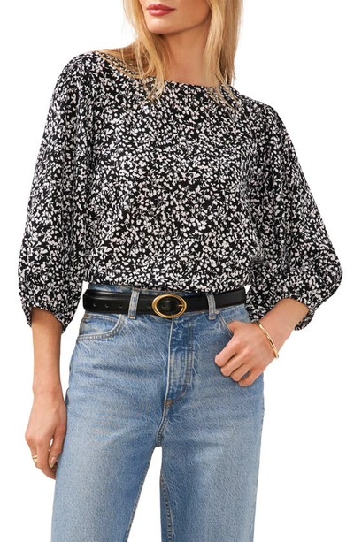 Shop Vince Camuto Floral Print Puff Sleeve Top In Rich Black