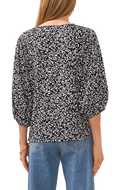 Shop Vince Camuto Floral Print Puff Sleeve Top In Rich Black
