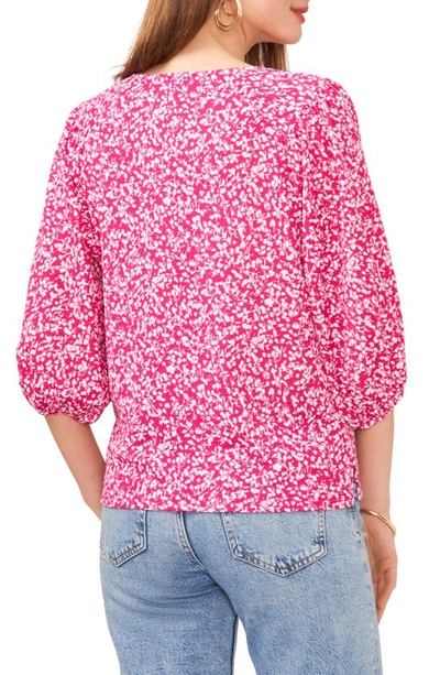 Shop Vince Camuto Floral Print Puff Sleeve Top In Modern Pink