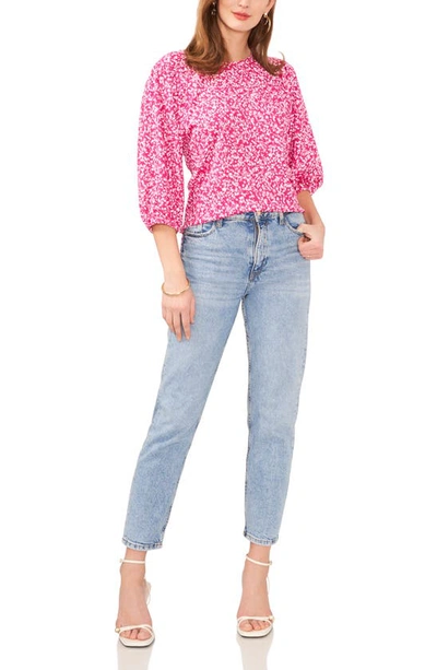 Shop Vince Camuto Floral Print Puff Sleeve Top In Modern Pink