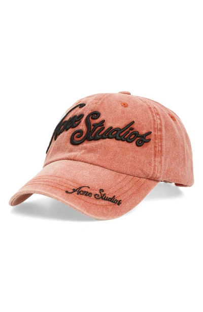Shop Acne Studios Carliy Tourist Logo Embroidered Cotton Twill Baseball Cap In Brick Red