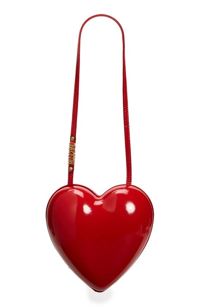 Shop Moschino Heartbeat Patent Shoulder Bag In A0116 Red