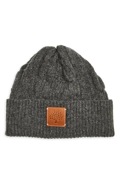 Shop Mulberry Softie Cable Knit Cashmere Beanie In Charcoal