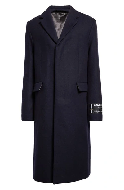 Shop Acne Studios Couture Label Wool Felt Coat In Dark Navy