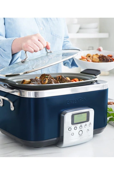 Greenpan Ceramic Nonstick 6-quart Slow Cooker In Oxford Blue