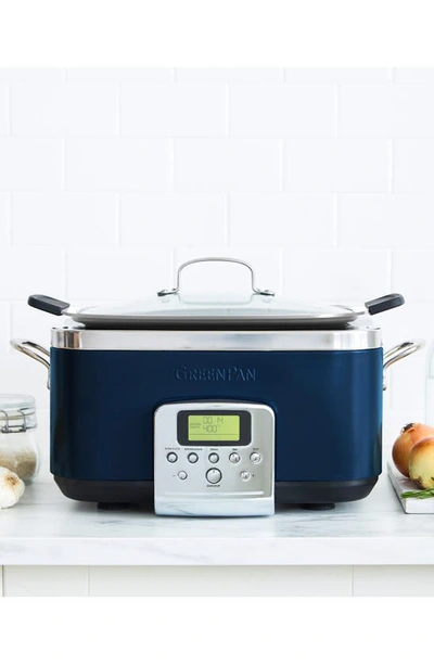Greenpan Ceramic Nonstick 6-quart Slow Cooker In Oxford Blue