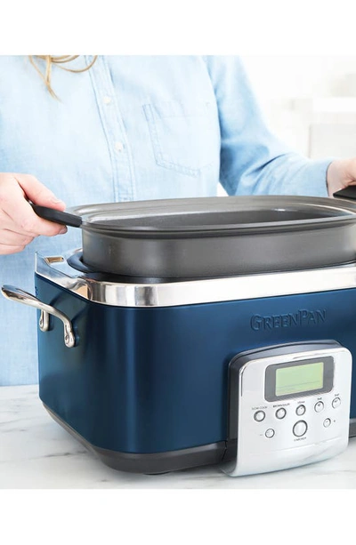 Greenpan Ceramic Nonstick 6-quart Slow Cooker In Oxford Blue