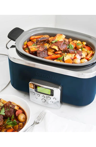 Greenpan Ceramic Nonstick 6-quart Slow Cooker In Oxford Blue