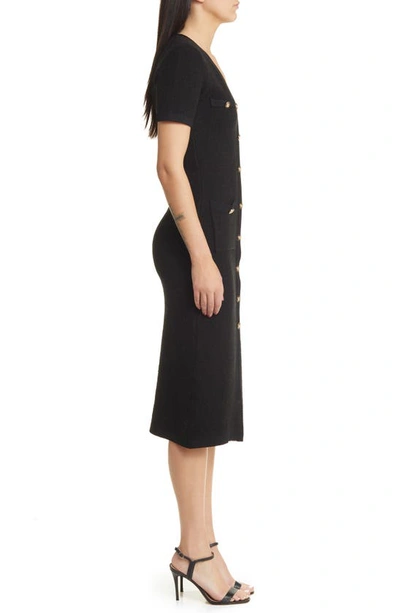 Shop Zoe And Claire Button Front Sweater Dress In Black