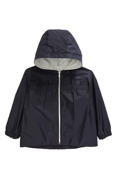 Shop Moncler Kids' Raka Hooded Nylon Jacket In Navy