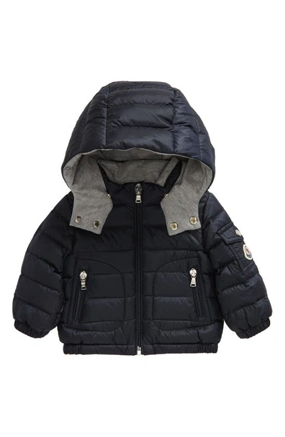 Shop Moncler Kids' Lauros Quilted Down Puffer Jacket With Removable Hood In Blue Navy